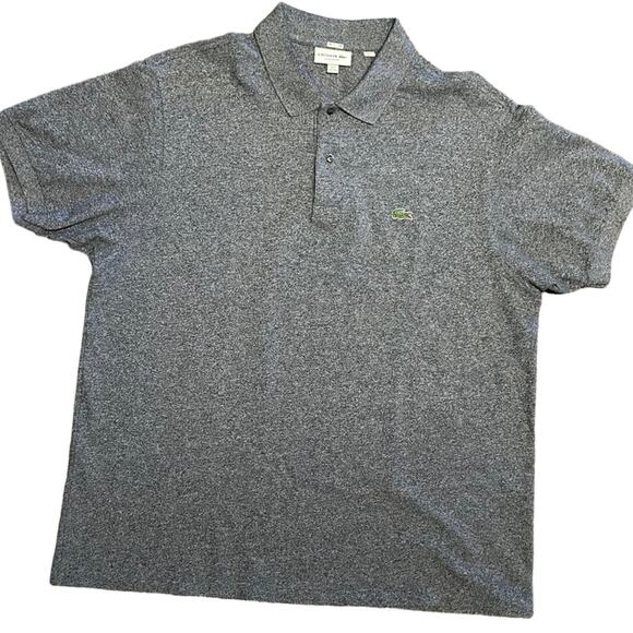 Lacoste Heathered Black and White Short Sleeve Polo Shirt European 8 US 3X - Picture 1 of 6
